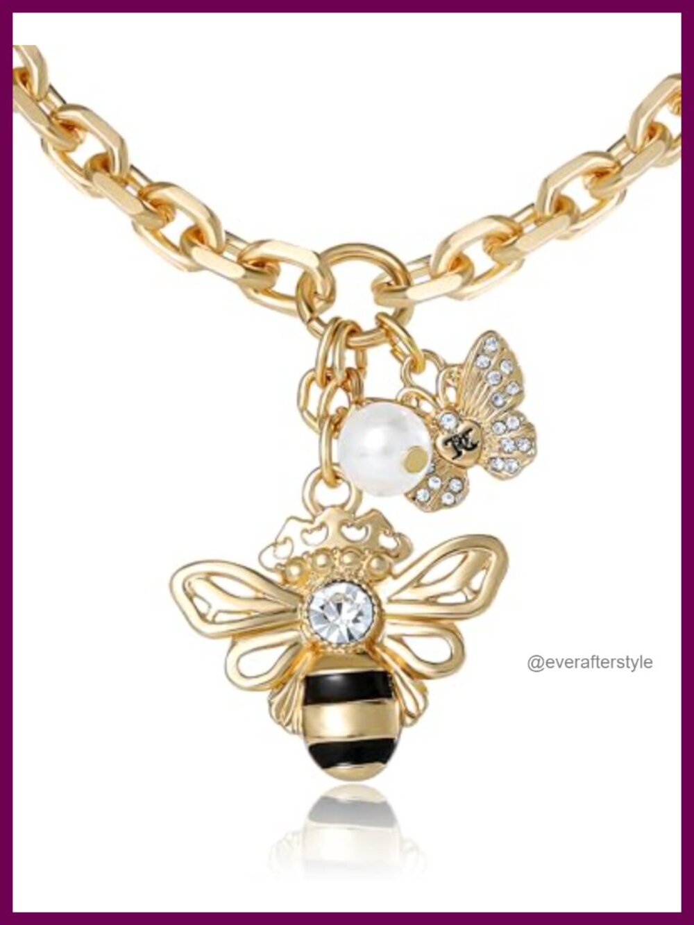Juicy Couture Crystal Bee Butterfly Pendant Necklace for Women 18+2"